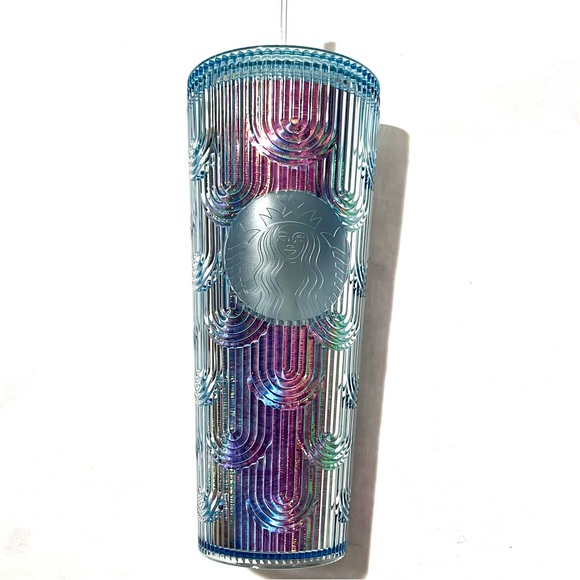 Starbucks Iridescent Mermaid Scale Cold Cup Tumbler with Straw 24oz Blue - Picture 4 of 13